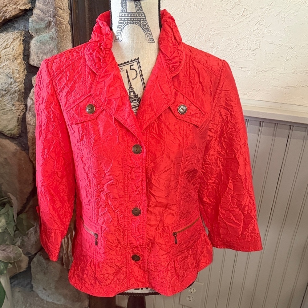 Chico's Vibrant Red Textured Blazer